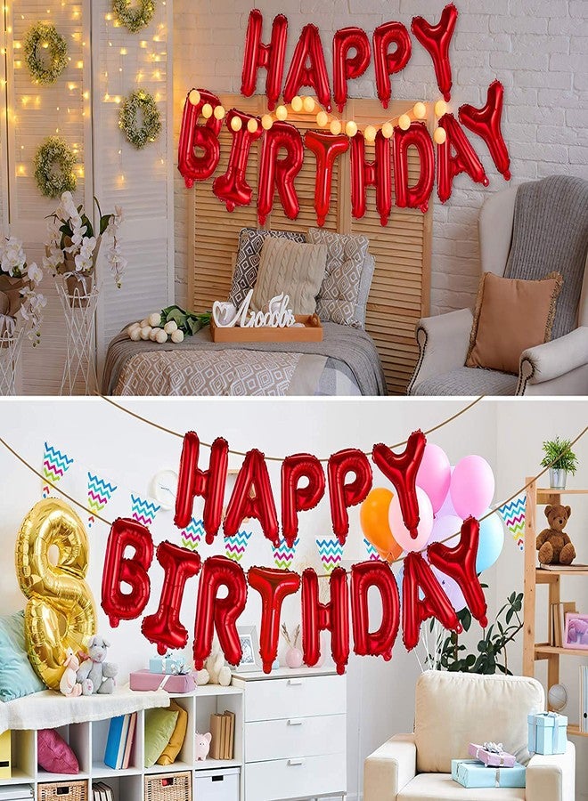 H B MSALA (DEVICE) HBM Happy Birthday Banner Foil Letters | Inflatable Party Decor and Event Decorations for Kids and Adults | Reusable, Ecofriendly Fun (Red) - Image 3